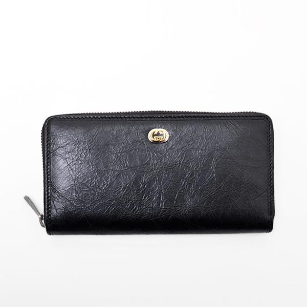 GUCCI グッチ ジャッキー Wホック 二つ折り長財布 レザー ブラック