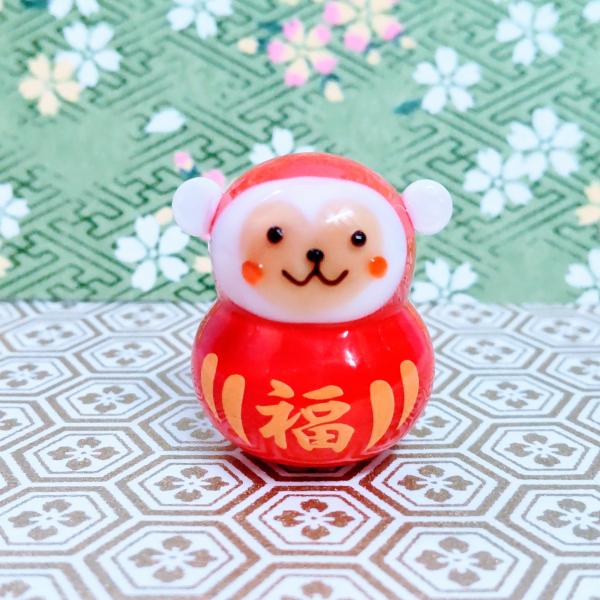 ガラス細工 12支だるま 申 ミニチュア 雑貨 置物 小物 干支 ダルマ