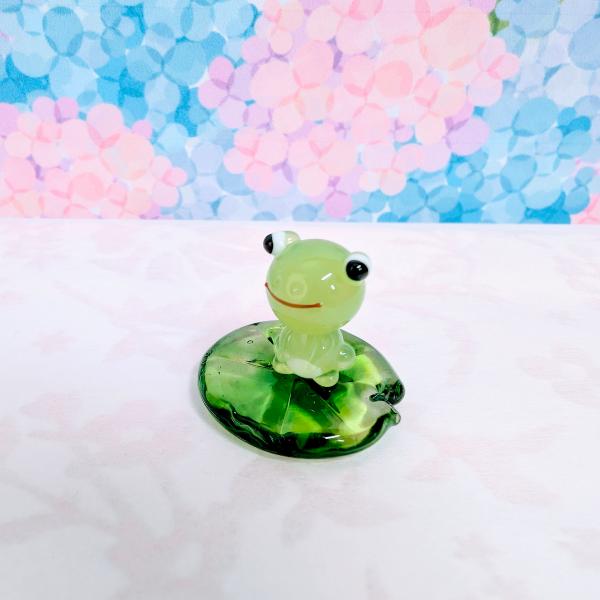 カエルカップル ガラス細工 ミニチュア カエルカップル ガラス細工