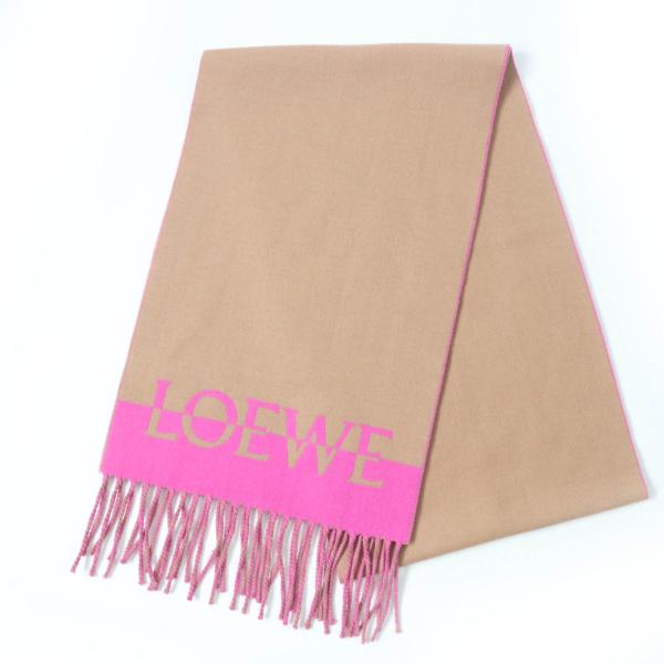LOEWE（ロエベ） 極美品☆LOEWE ウール カシミヤ ロゴ入り フリンジ付