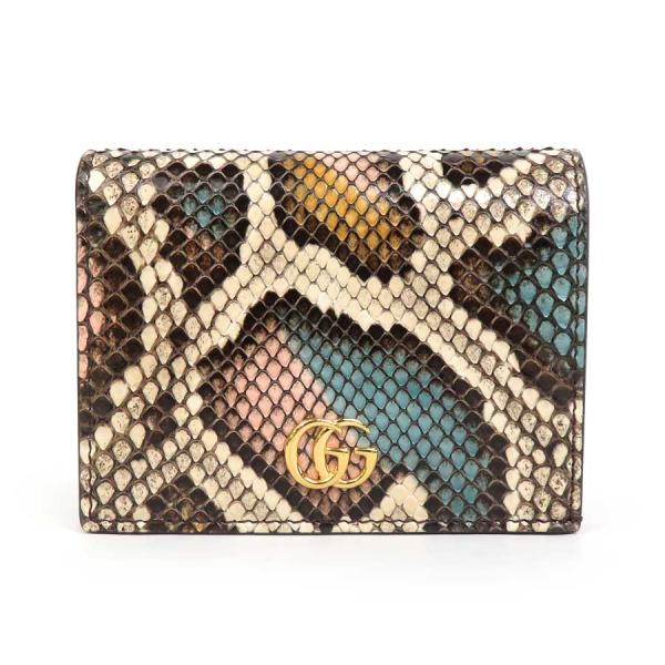 GUCCI（グッチ） 二つ折り財布 GGマーモント パイソン マルチカラー