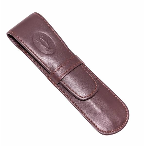 Cartier（カルティエ） マスト ペンケース レザー ボルドー 革製 2本