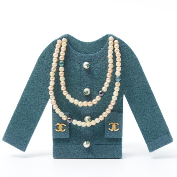 シャネル ブローチ レディース ジャケットデザイン ベロア グリーン