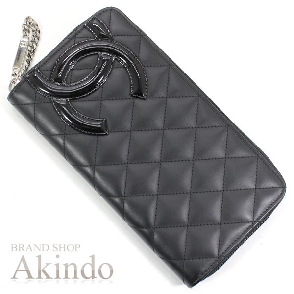 CHANEL（シャネル） 長財布 カンボン ライン カーフレザー エナメル 黒