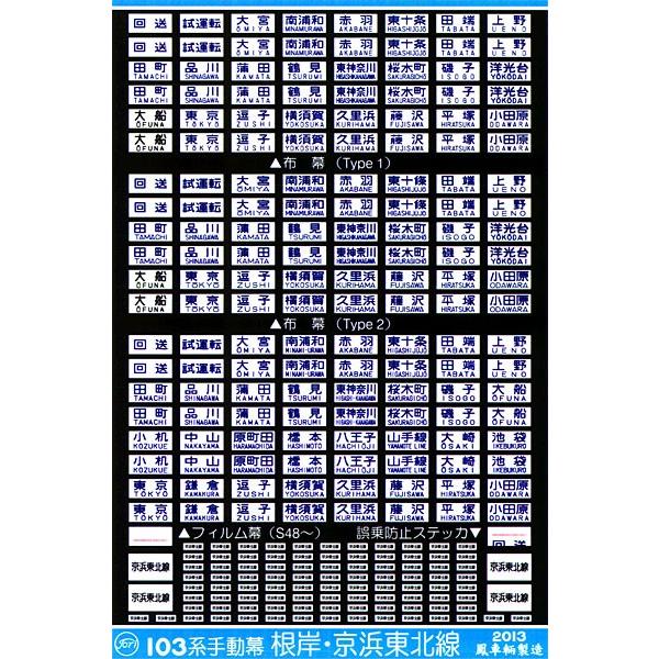 鳳車輛製造 234 103系手動幕（根岸・京浜東北線） : グリーンマックス