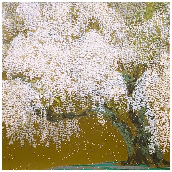 中島 千波 醍醐寺三宝院枝垂桜吹雪 200部限定 シルクスクリーン+本金箔