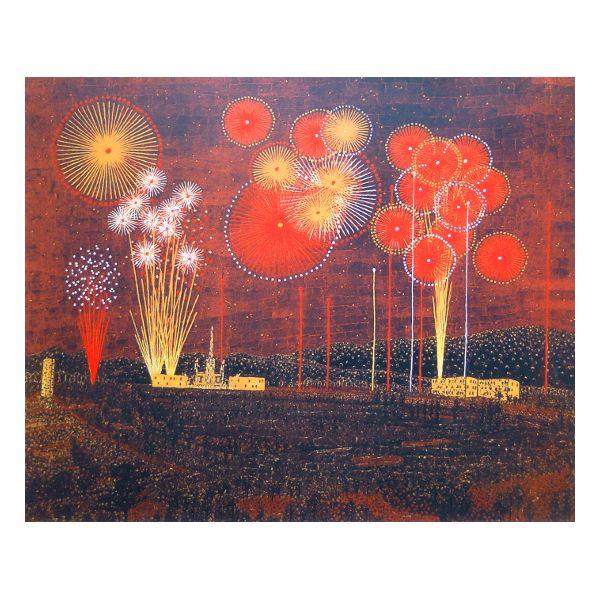 山下 清 【富田林の花火】リトグラフ／限定300部／新品額装／送料無料