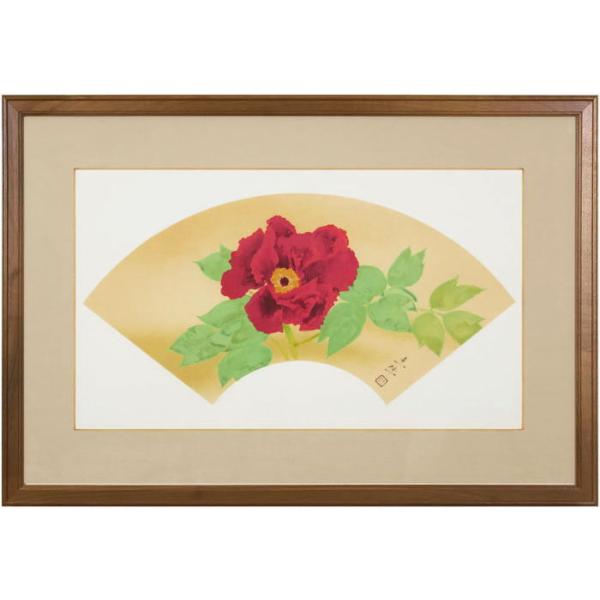 美品 掛け軸 奥村土牛筆 金地「椿」彩美版複製画 解説付き 縁起物 名画