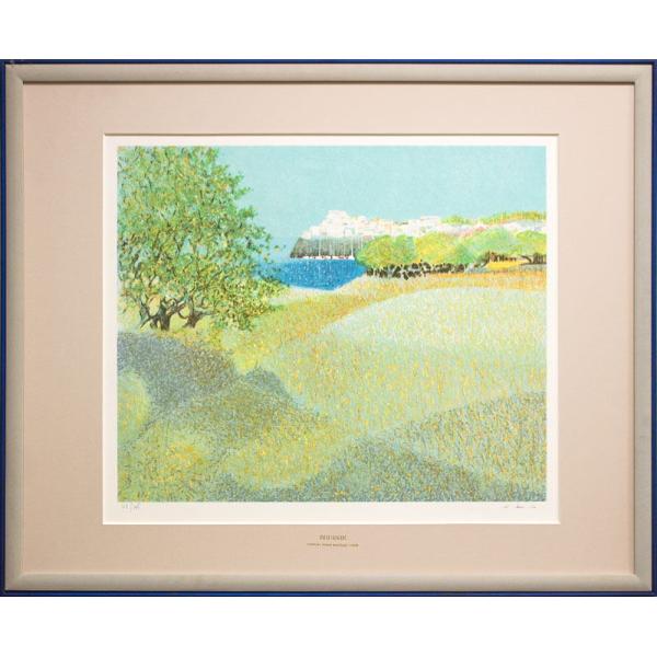 大判リトグラフアンドレ・ブーリエ「港に吹く風」額装版画サイン.ED有り