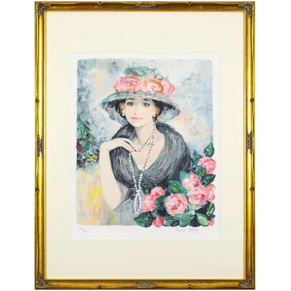 版画/リトフラフ ベルナール・シャロワ 作 【椅子に腰かける女性