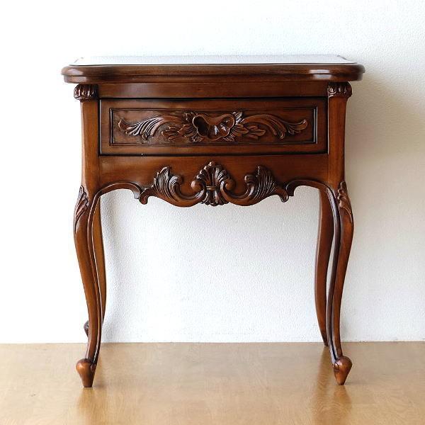 アンティーク家具 木製 イタリア 象嵌 電話台 サイドテーブル チェスト