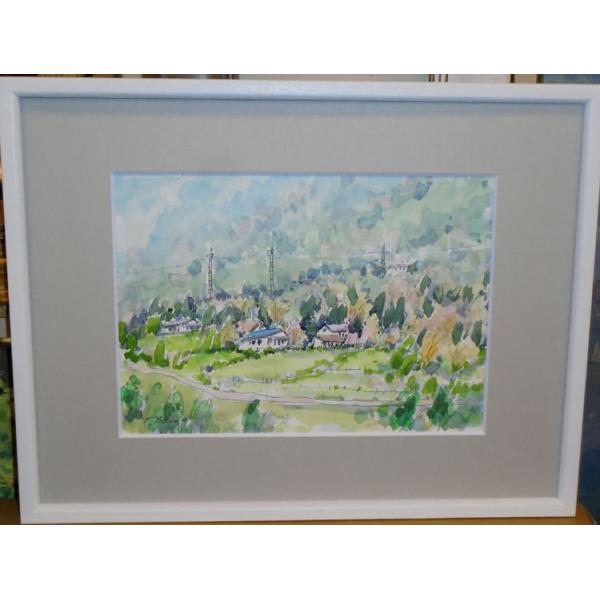 真作】絵画 油彩4号 緑陰の水路閣 穏やかな光と影を描く風景油彩画 W7