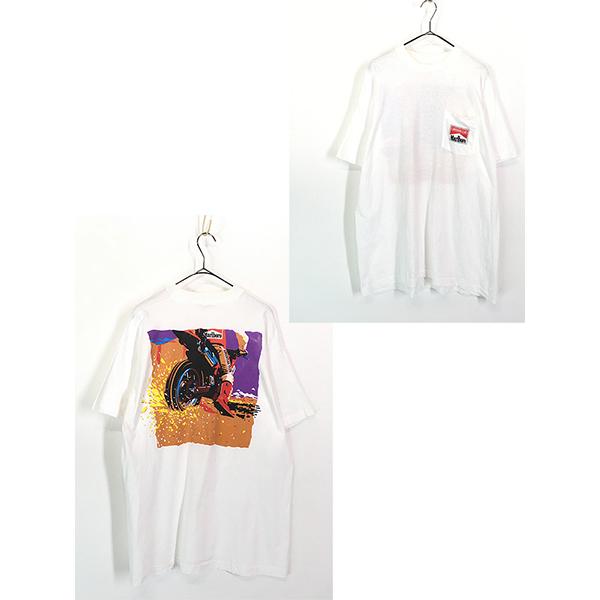 古着 90s Marlboro マルボロ バイク ビビッド アート ポケット Tシャツ