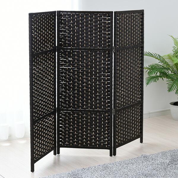 1台限定#3連限定パーテーション フレームブラック燻し竹衝立 限定