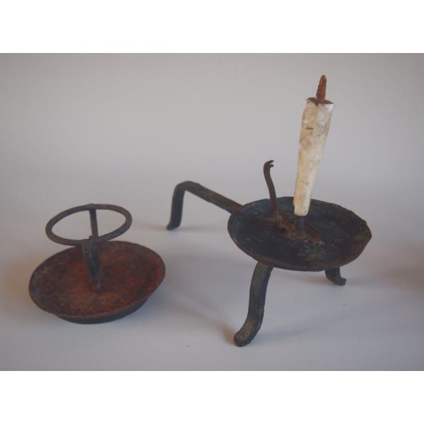 明治時代 鉄製 燭台 持ち手 オブジェ 骨董品 アンティーク 明治時代