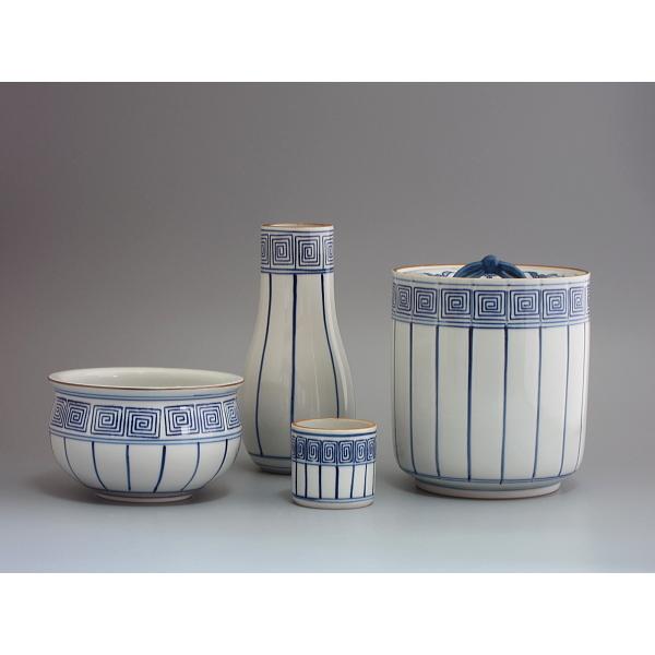 皆具 千古窯造 染付花丸文 水指 建水 蓋置 杓立 共箱 皆具 千古窯造 染