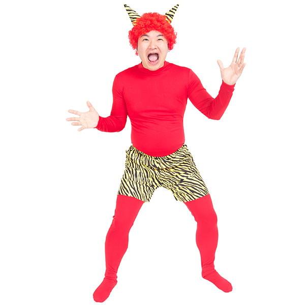 節分 コスチューム スーパー赤鬼 3点セット(角(ツノ)付アフロ・全身