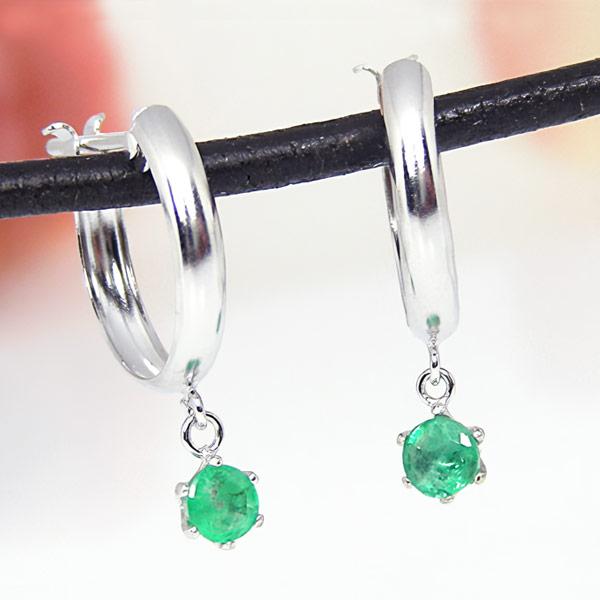 ☆エメラルド K14WG スィングキャッチピアス☆ エメラルド フープ