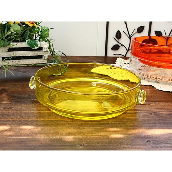 イエロー ガラス鉢(21cm)(洋食器 ガラス ボウル 大鉢 お洒落