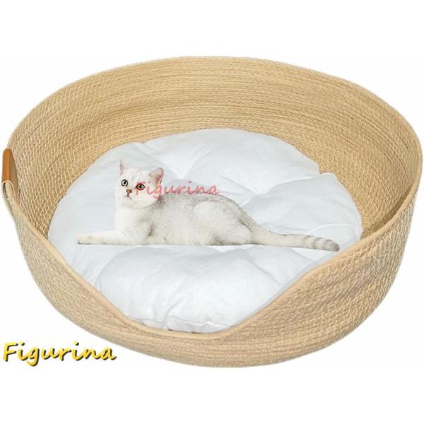 猫ベッドペット 天然素材 手編み 藤編み ペットベッド ラタン涼しい