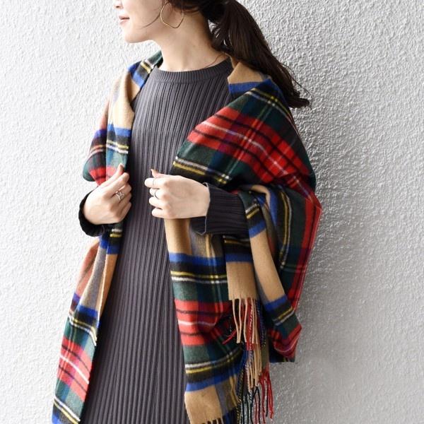 SHIPS（シップス） 【SHIPS別注】JOHNSTONS:カシミヤチェックストール