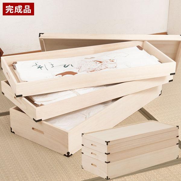 桐衣装ケース 桐衣装箱 3段 幅91cm 高さ33cm 桐製収納ケース 桐タンス