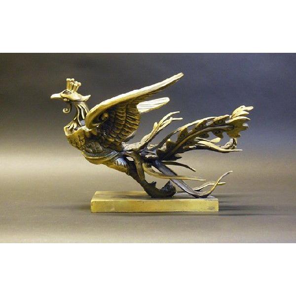 中国古美術・珍品旧藏・青銅製の鳳鳥車・鏨刻・純銅製・