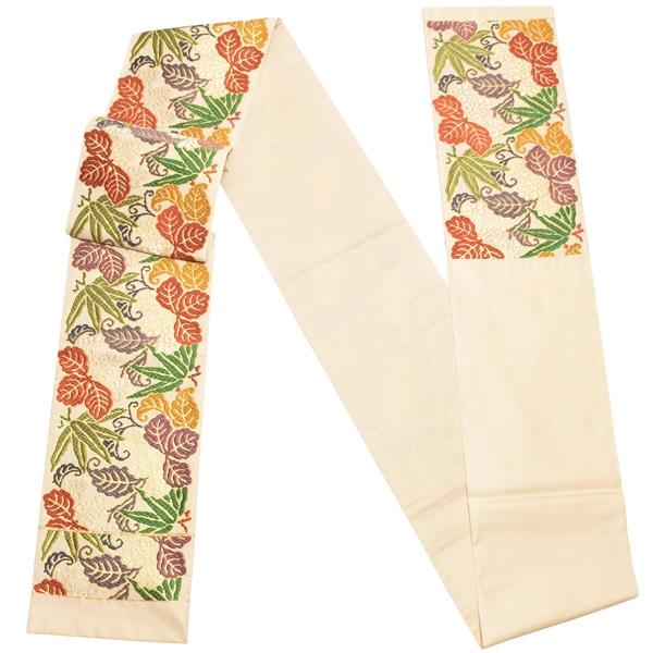 Prices down2）唐織袋帯「生成り色地 桐竹文」錦工芸謹製 六通柄 日本