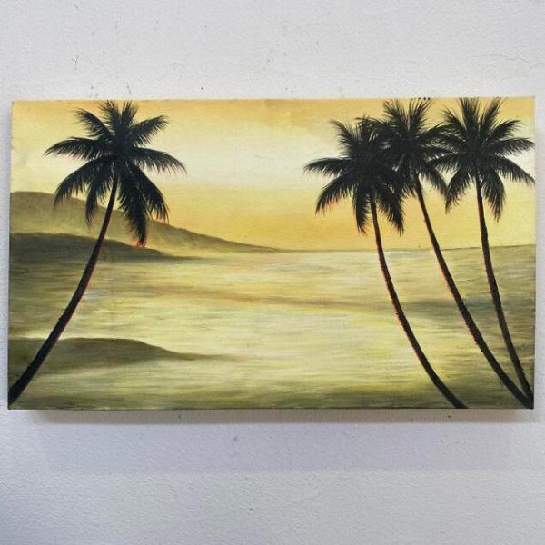 常夏のバリ サンセット 絵画 夕日 チューブ 南国 南国ビーチ 浜辺 やし