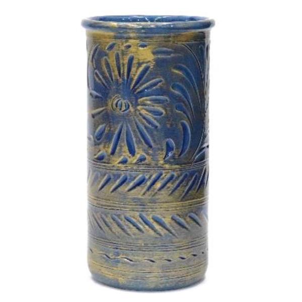 貴重】ちょっと贅沢な傘立てにも！骨董壷.花器 金属製 作家名前刻印