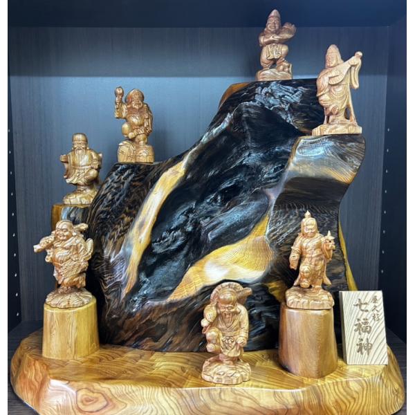 神木屋久杉 七福神 No.1199 開運 置物 屋久杉 木彫り 大黒天 恵比寿