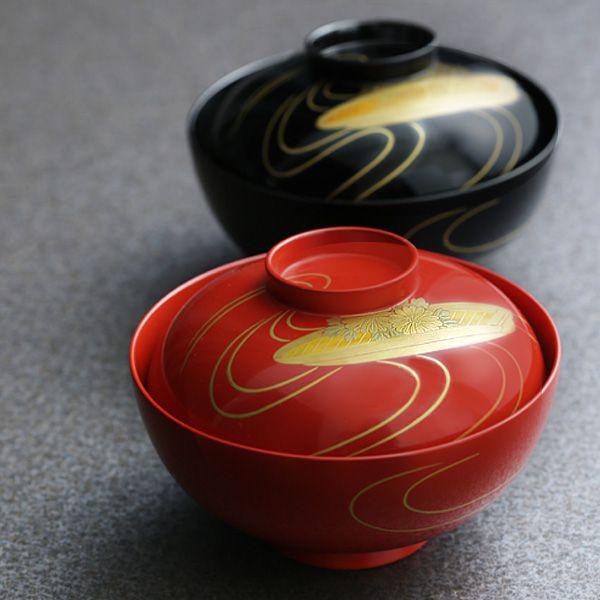 山田平安堂 睦椀 花舟（輪島塗） 吸物椀/蓋付き/漆塗り : 漆器 山田