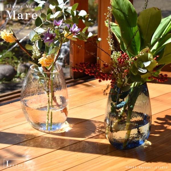 透明ガラス フレア型花瓶 花模様 透明ガラス フレア型花瓶 花模様 透明