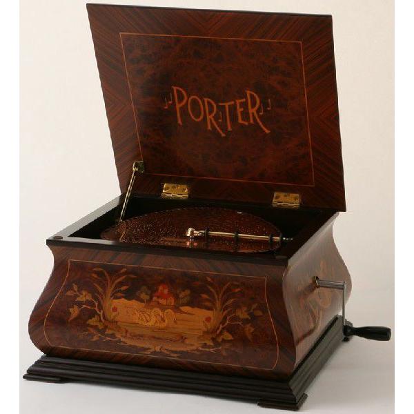 REUGE ディスクオルゴール ドーム型クルミ象嵌箱 17枚ディスク付