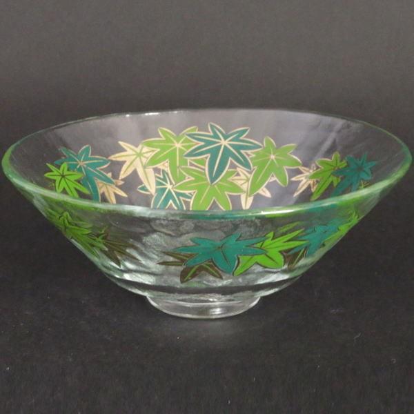 硝子茶碗 関吉昭作 茶道 平茶碗 黄緑色 耐熱処理ガラス【中古美品