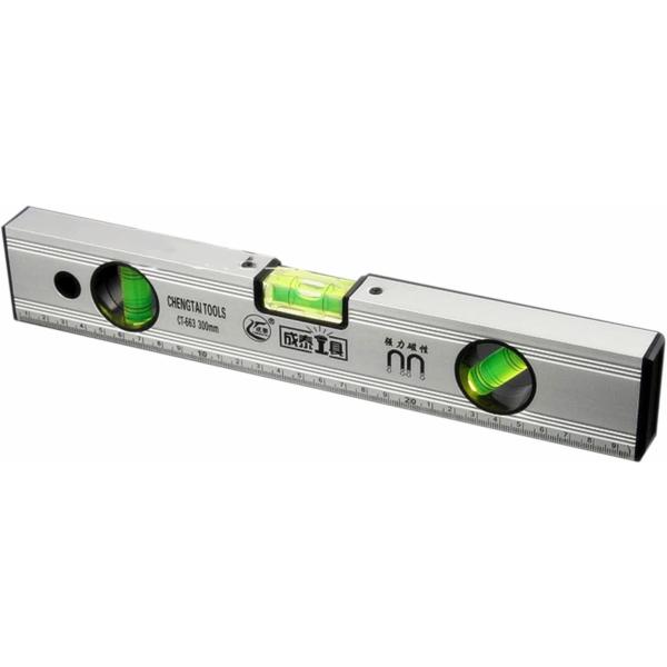 送料240円 水平器 マグネット 30cm アルミ水平器 V溝付 正確な4本線＆6