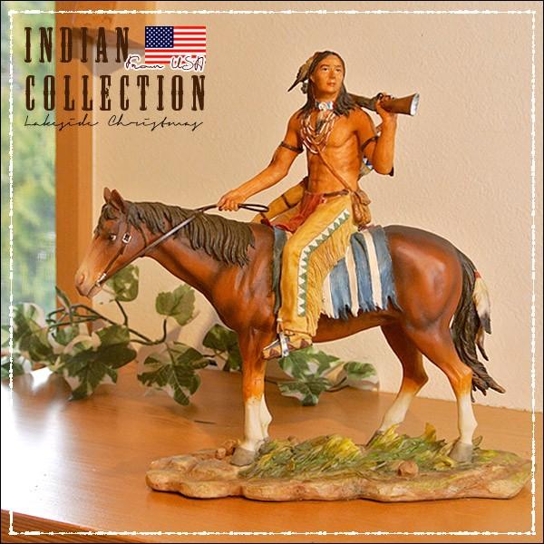 インディアン像 置物/Indian/先住民族/馬/置き物/アメリカ直輸入