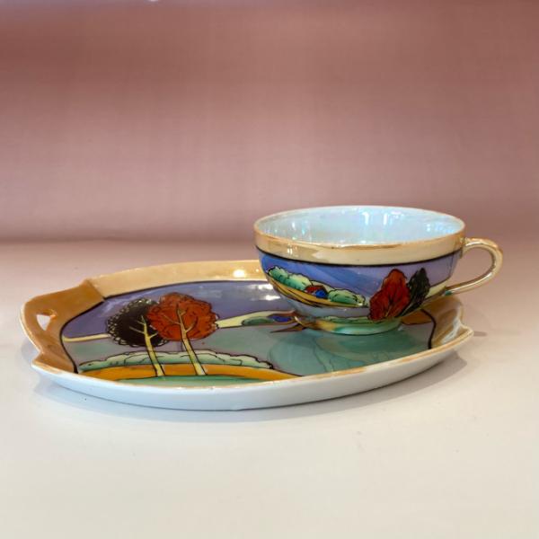 可愛いモガ☆アールデコ ノリタケ デコレディ ラスター彩 ディッシュ M