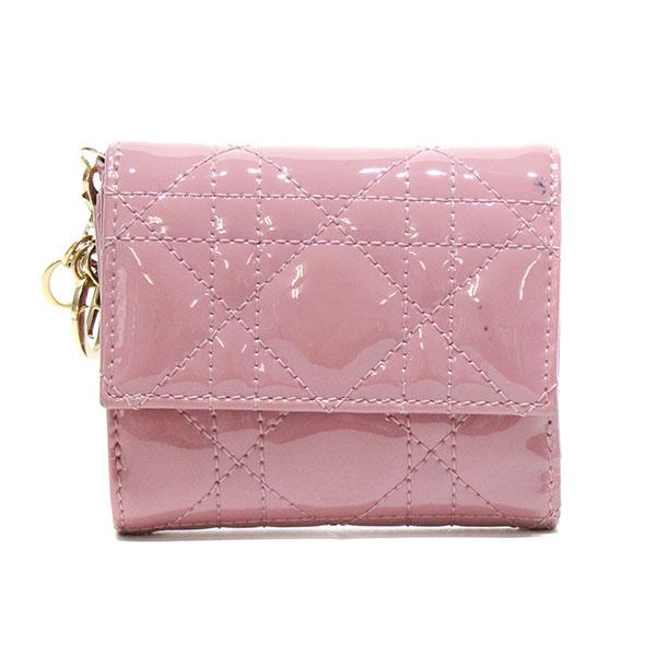 ディオール三つ折り財布パウダーピンク