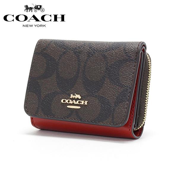 COACH（コーチ） 三つ折り財布 レディース ブラウン/1941レッド 7331
