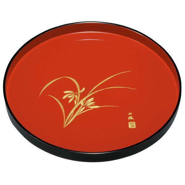 みよし漆器本舗 紀州塗り 8寸 丸盆 朱 ラン お盆 トレー トレイ お