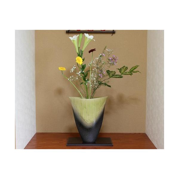 信楽焼 花器 黄ガラス 釉流し 合わせ 在庫数限り 陶器 花瓶 生け花