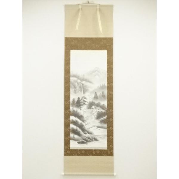 ys7190358; 宗sou 小池石松筆 水墨山水 肉筆絹本掛軸（共箱）【道