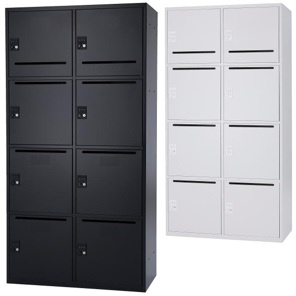 日本製 パーソナルロッカー 8人用 書庫 スチール製 ダイヤル錠 上下横