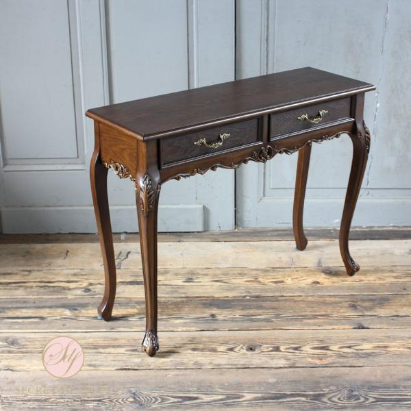 猫脚テーブル/コンソールテーブル/ロココ調/半円/木製/インドネシア製