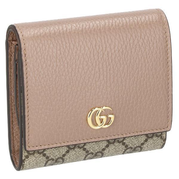 GUCCI（グッチ） 二つ折り財布 レディース GGマーモント ピンク 598587