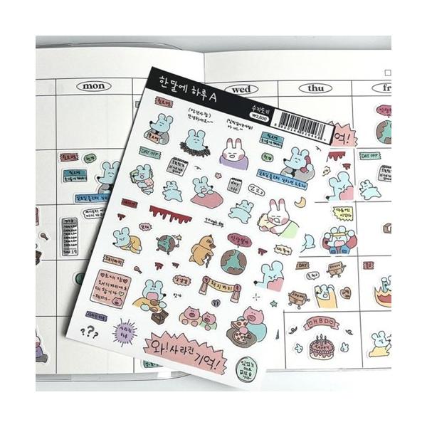 韓国雑貨 =sukeydokey= ハングルアニメの様なステッカーセット［オール