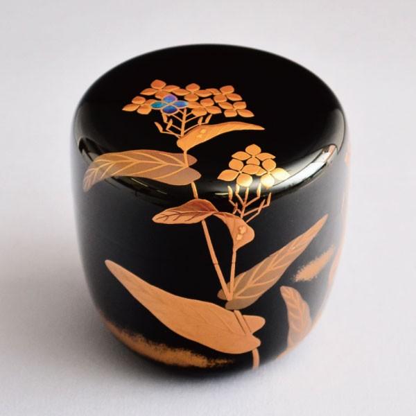 茶道具 棗 出口幸甫作 菜の花蒔絵 中棗 木製・本漆塗・切合口 : 茶道具