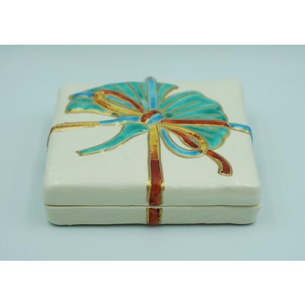 M491 香合 『陶製』『大野鈍阿造』『達磨香合』 共箱 茶道具 T933