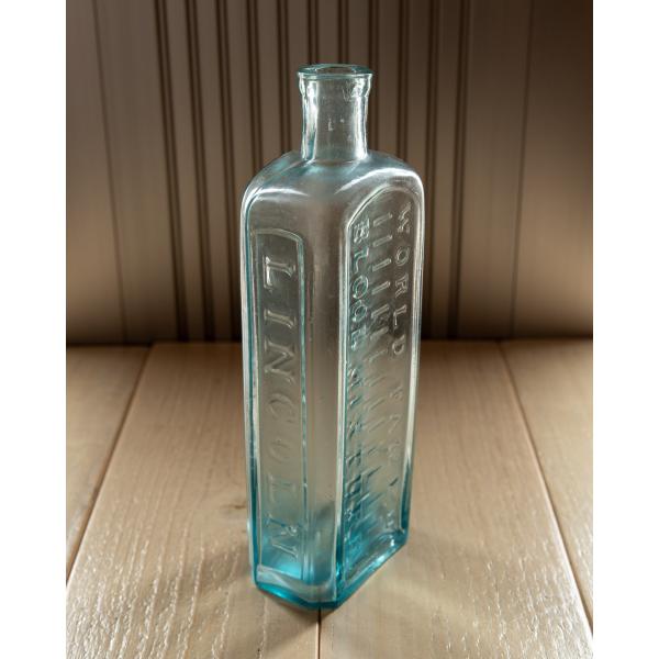 アンティーク エンボス文字入り ガラスボトル 高さ17.5cm 瓶 一輪挿し